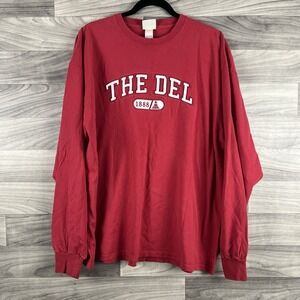 Oarsman‎ The Del T-Shirt Mens XL Red Cotton Long Sleeve Pullover Casual Nautical